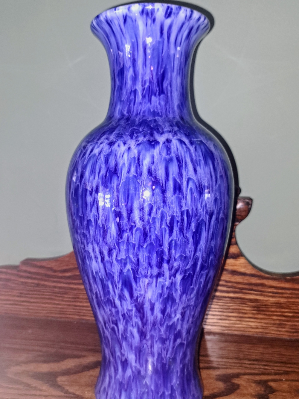 1986 Vintage Haeger Ceramic Vase #4170 Blue Glossy Pottery Vase MCM